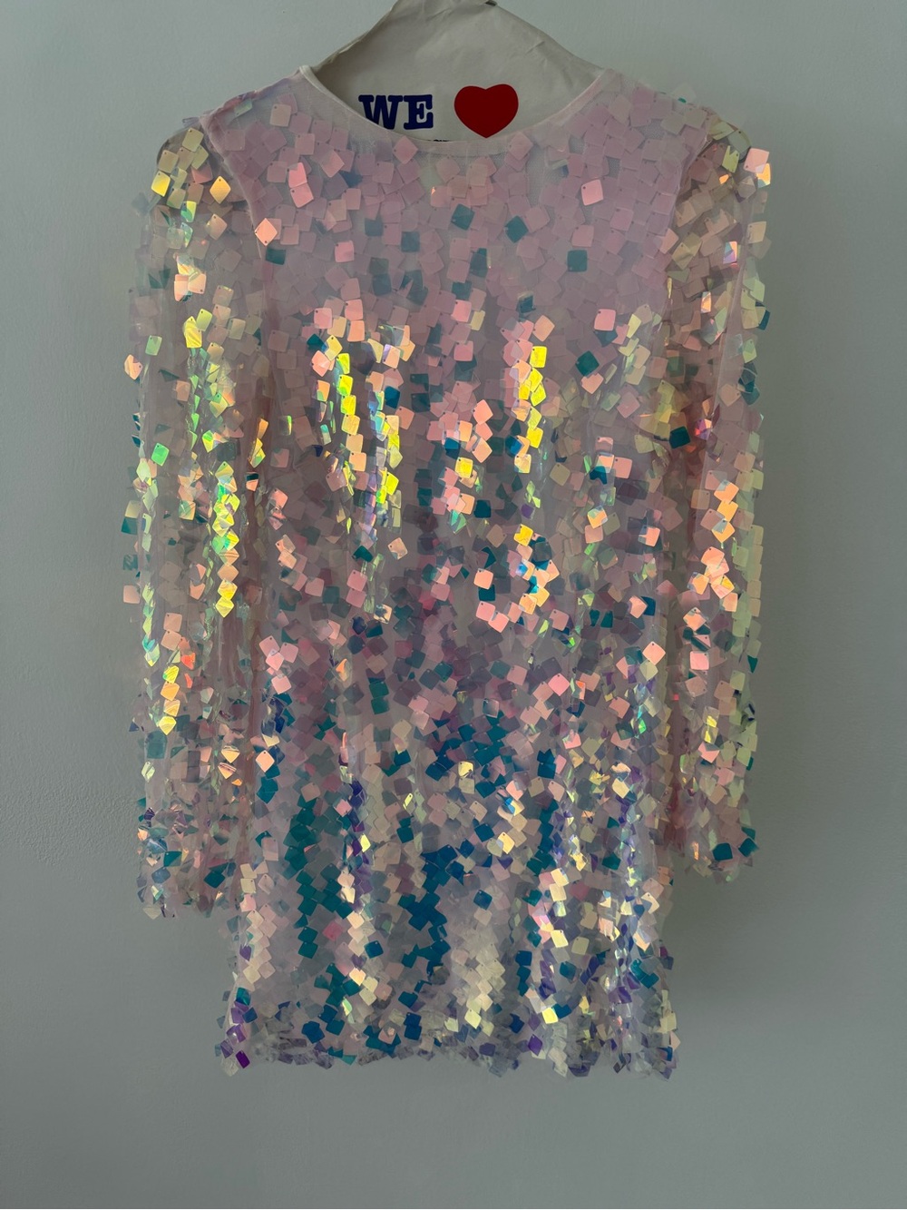 Nasty Gal Iridescent Sequin Mini Dress in Pink Hues